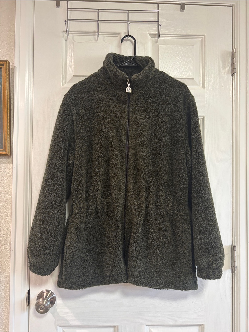 Vintage Pacific Trail Dark Forest Green Faux Sherpa Zip-Up Jacket